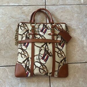 Ralph Lauren equestrian canvas bag with leather trim. Used once. 11x14 inches.